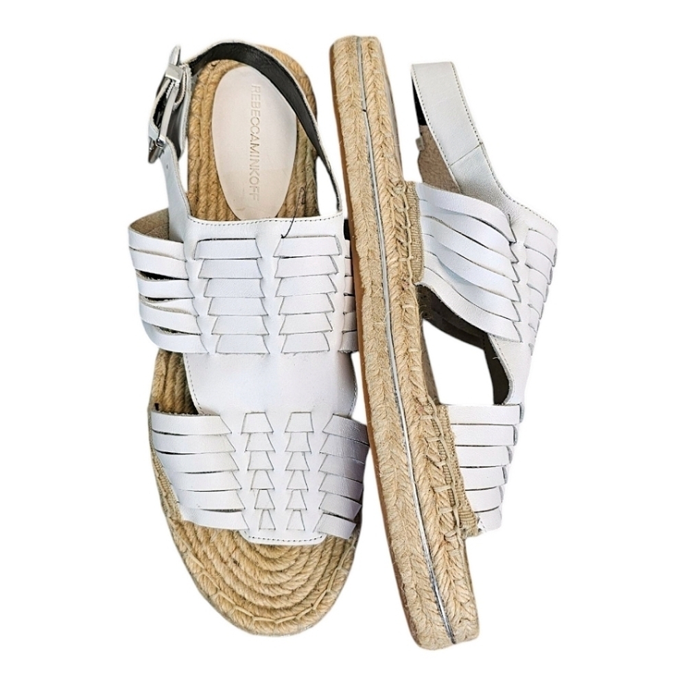 Rebecca Minkoff Womens Gabriel Espadrille Platform Sandals Sz 10 White Beachy